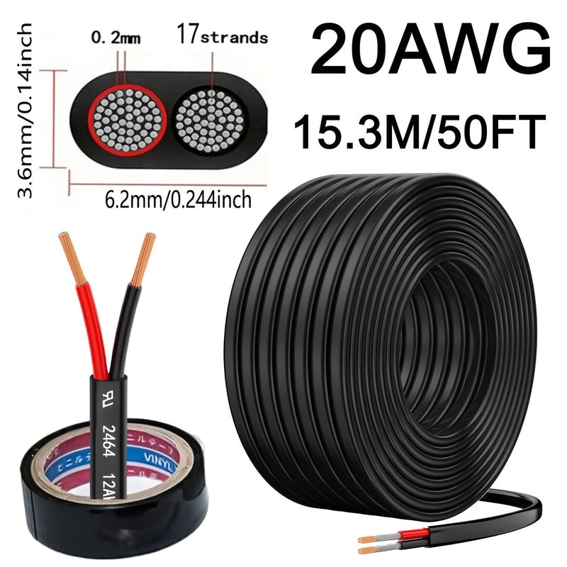20 Gauge 2 Conductor Electrical Wire 20 AWG Stranded PVC Cord 150FT Low Voltage Flexible Cable - Image 5