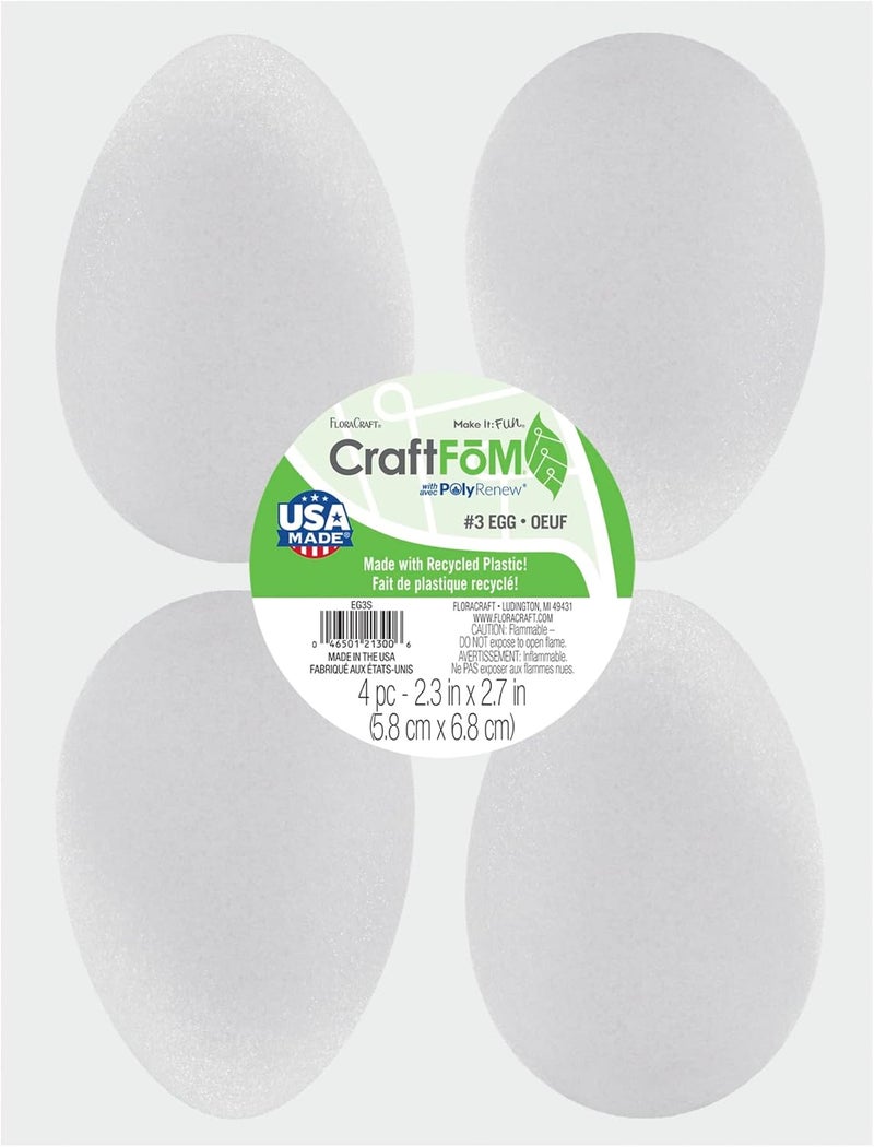 FloraCraft Garden Styrofoam Eggs - White, 4 Count - Image 2