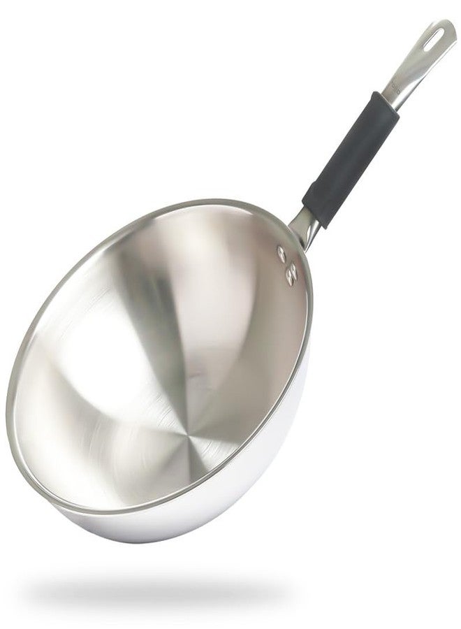Allo Triply Stainless Steel Wok for Deep Fry/Stir Fry/Dry Veg/Sauté/Chinese Wok Cooking/Noodles Induction Friendly Naturally Non-Stick | 10 Years Warranty, 18Cm, 1.2 Litre - Image 1