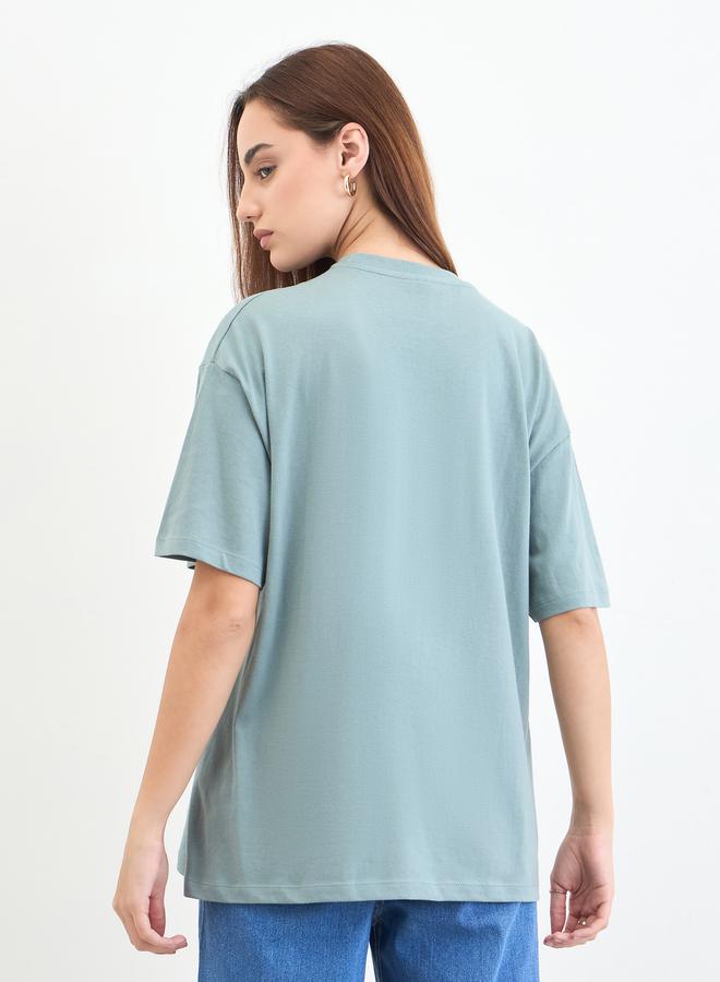 ستايلي تيشيرت واسع مطبع بكتابة - Image 5