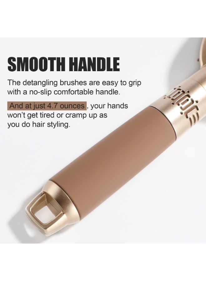 مجموعة فرشاة الشعر ذات اسنان النايلون المناسبة للتشابك، فرشاة التدليك المسطحة، فرشاة مبطنة، أمشاط الشعر، فرشاة مجفف الشعر للنساء الرجال الأولاد البنات (ذهبي) - Image 5