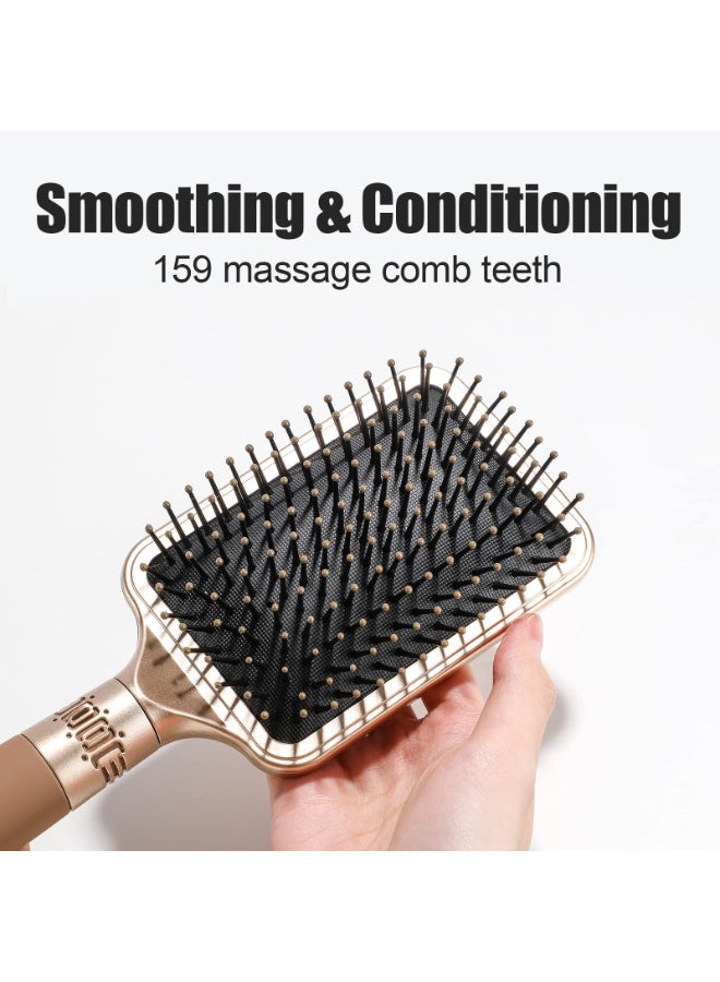 مجموعة فرشاة الشعر ذات اسنان النايلون المناسبة للتشابك، فرشاة التدليك المسطحة، فرشاة مبطنة، أمشاط الشعر، فرشاة مجفف الشعر للنساء الرجال الأولاد البنات (ذهبي) - Image 4