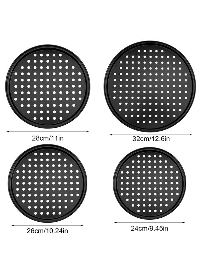 4 Pcs Pizza Pan Set With Holes, 24 26 28 32cm Carbon Steel Pizza Tray Box Set,Round Nonstick Pizza Pans with Holes, Carbon Steel Pizza Baking Tray  for Oven Baking Supplies & Home, Kitchen, Restaurant - Image 3