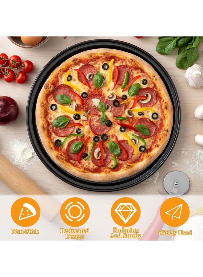 4 Pcs Pizza Pan Set With Holes, 24 26 28 32cm Carbon Steel Pizza Tray Box Set,Round Nonstick Pizza Pans with Holes, Carbon Steel Pizza Baking Tray  for Oven Baking Supplies & Home, Kitchen, Restaurant - Image 5