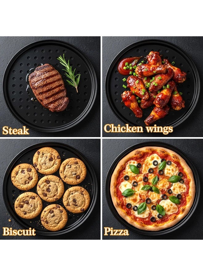 4 Pcs Pizza Pan Set With Holes, 24 26 28 32cm Carbon Steel Pizza Tray Box Set,Round Nonstick Pizza Pans with Holes, Carbon Steel Pizza Baking Tray  for Oven Baking Supplies & Home, Kitchen, Restaurant - Image 4