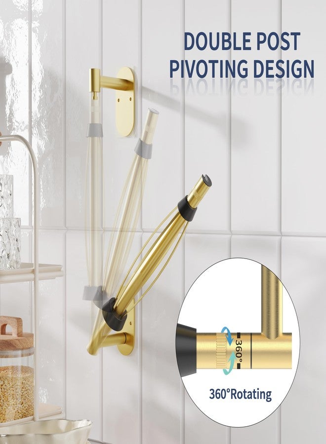 WZRUA Paper Towel Holder Under Cabinet, Single Hand Operable Roll Holder with Damping Effect,Self-Adhesive or Drilled SUS304 Stainless Steel for Kitchen Bathroom,Gold - Image 3
