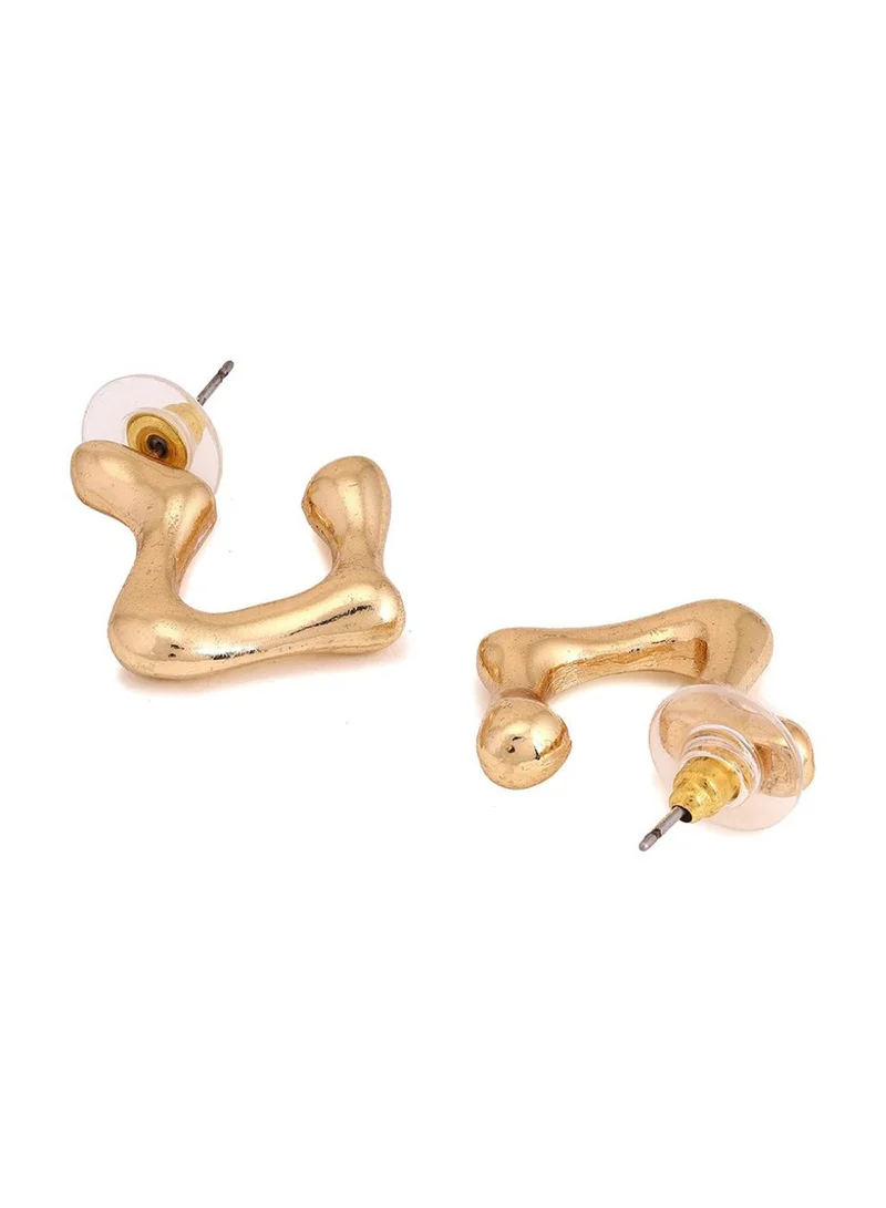 Priyaasi Plated Hammered Studs Earrings