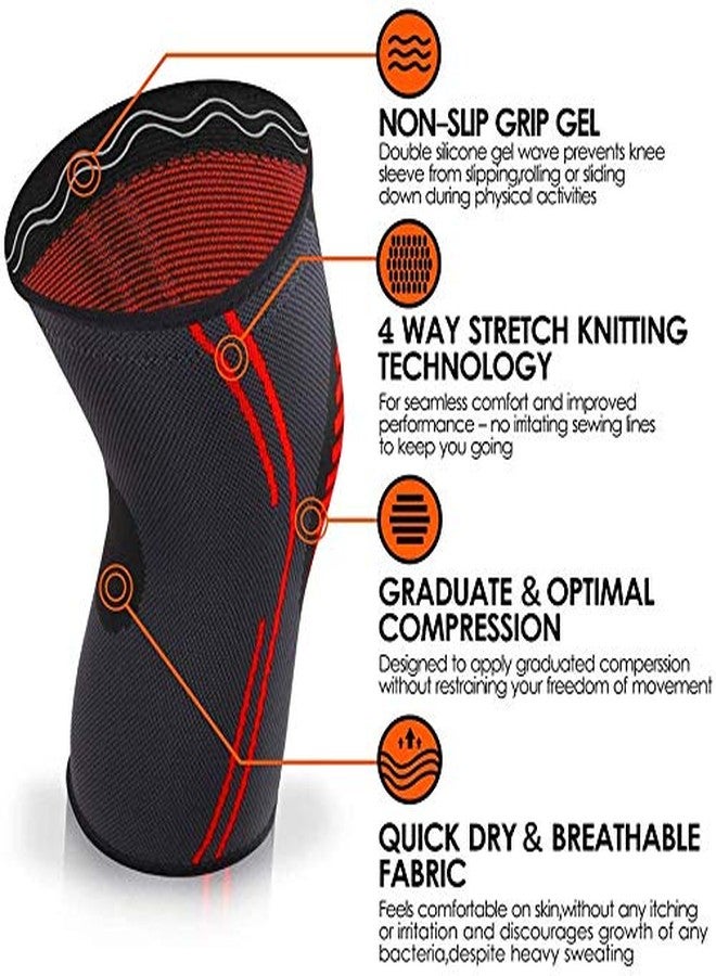 Serveuttam 2 Pack Knee Brace, Knee Compression Sleeve Support for Running, Arthritis, Meniscus Tear, Sports - Image 2