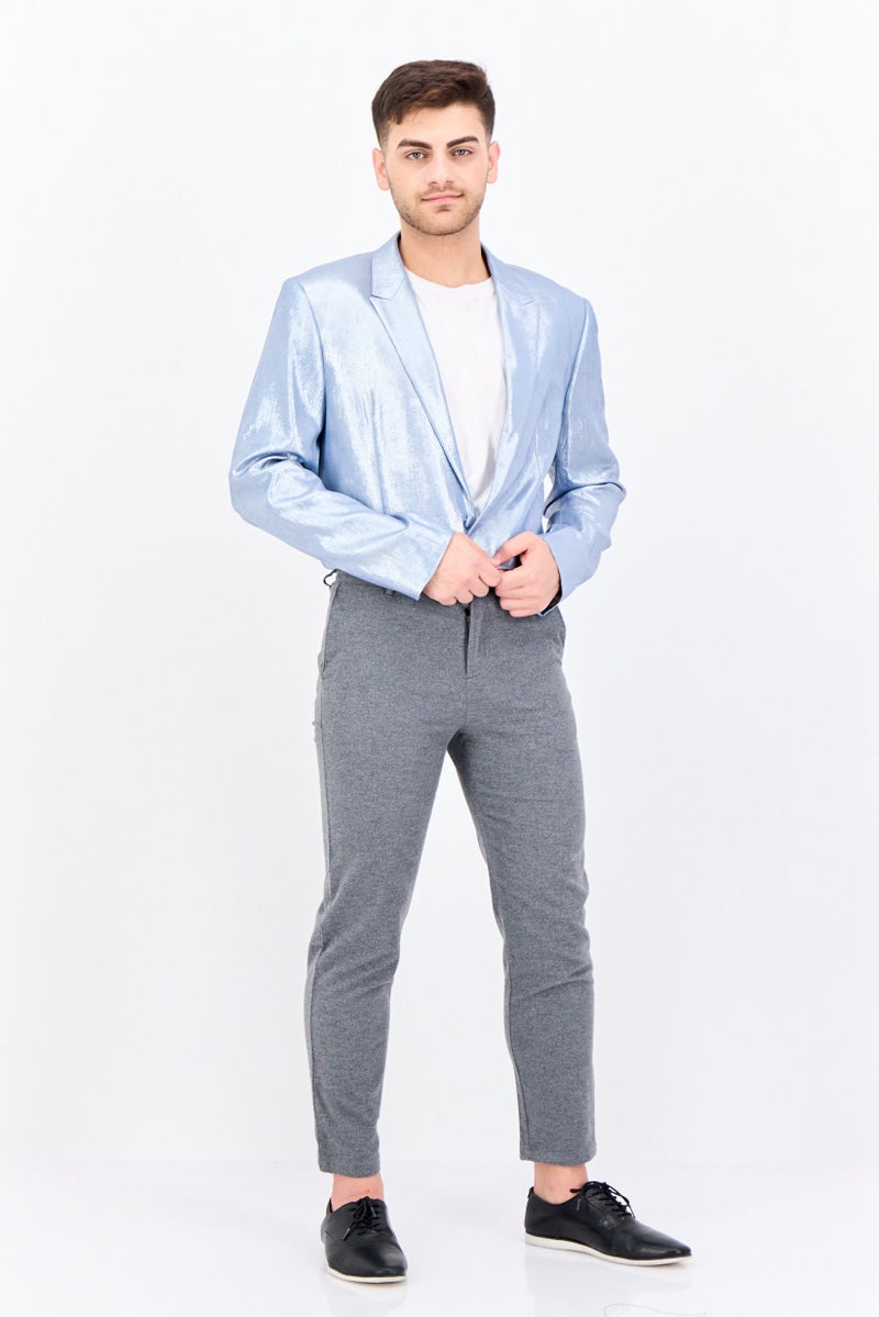 Asos Design Men Tall Fit Metallic Casual Blazer, Blue - Image 4