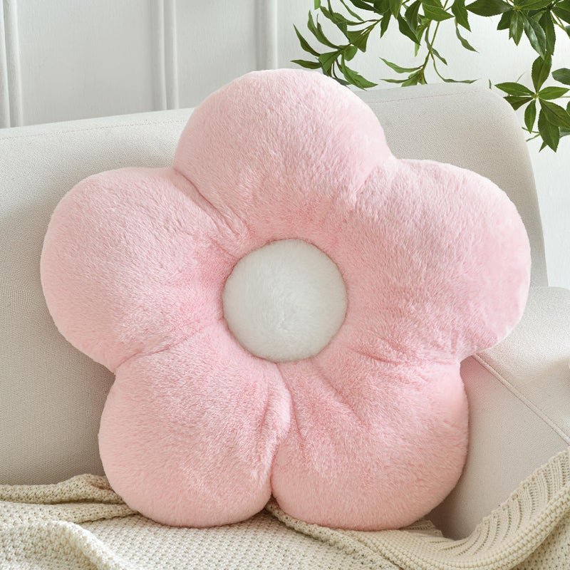 ZCNYCLAM Flower Pillows, Soft Flower Shaped Pillow with Home Decorative for Couch Chair Bed,Flower Floor Throw Pillows for Adults Bedroom Living Room (Pink, 15 Inches) - Image 1