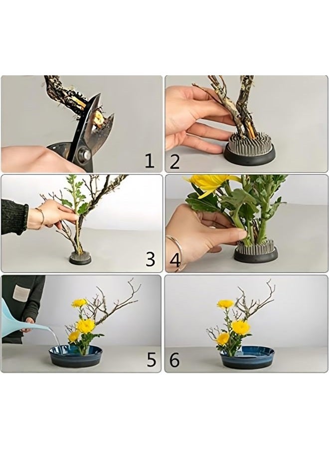 YGbridge Stainless Floral Frogs Kenzan, Round Metal Flower Frog Vase Arranger Pin Holder for Ikebana, DIY Flower Craft Arrangements, Set of 3 (Silver) - Image 5