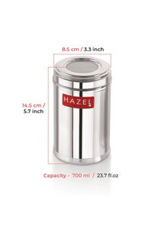 Hazel HAZEL Stainless Steel Kitchen Container with Transparent Lid | Top See Through Kitchen Container Set with Matt Finish | Multipurpose Container for Kitchen Storage, 700 ML, Set of 2  - Image 4