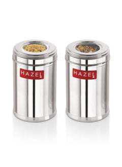Hazel HAZEL Stainless Steel Kitchen Container with Transparent Lid | Top See Through Kitchen Container Set with Matt Finish | Multipurpose Container for Kitchen Storage, 700 ML, Set of 2  - Image 1