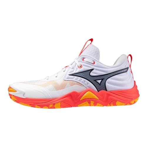 Mizuno Wave Momentum 4 Elite Unisex Volleyball Shoe, White-Fiery Coral, US Mens 12/ US Womens 13.5 - Image 3