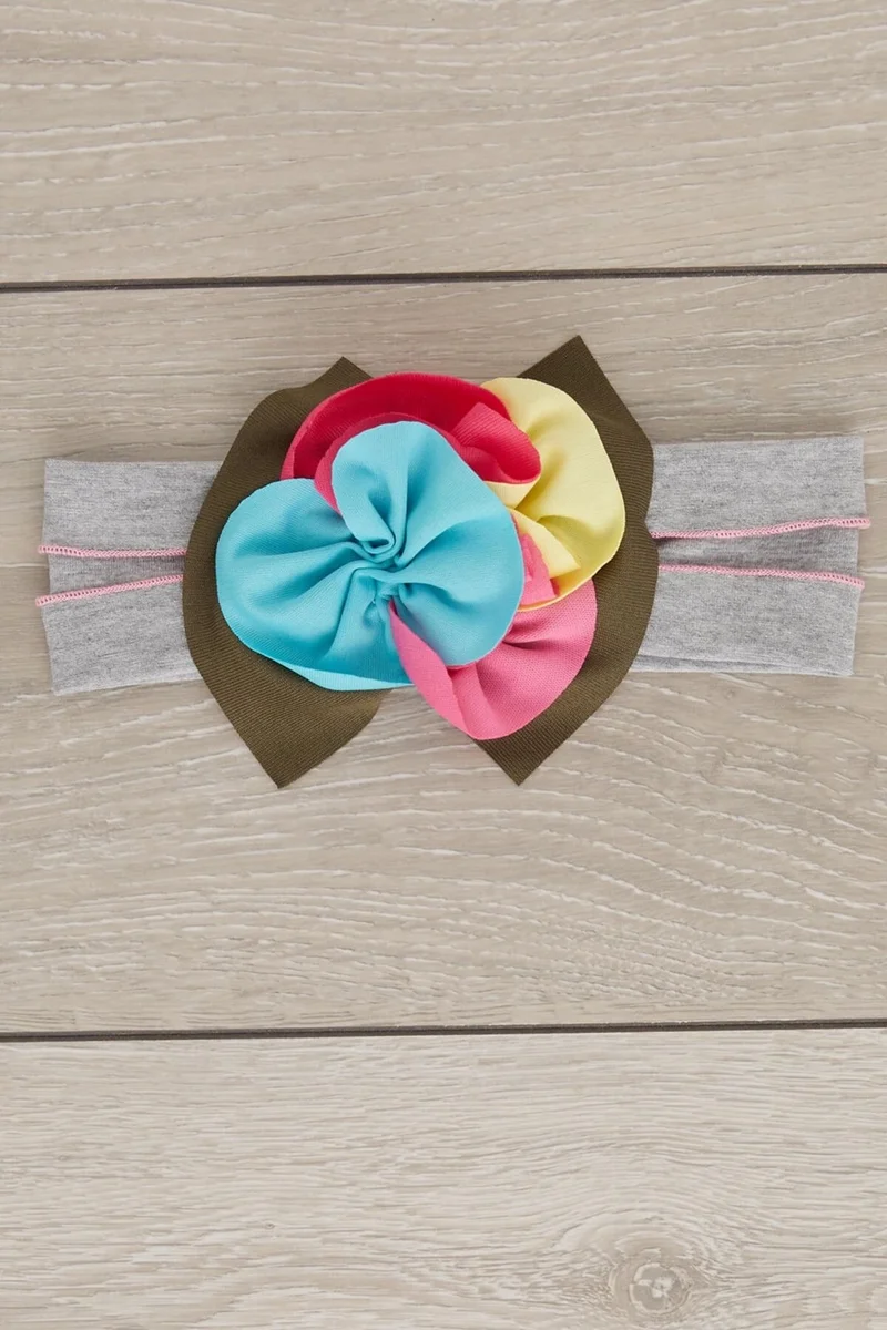 بيبيجيز Gray Multicolor Handmade Soft Natural Cotton Combed Cotton Baby Kids Girls Bandana Diamond Series with Unique Accessories