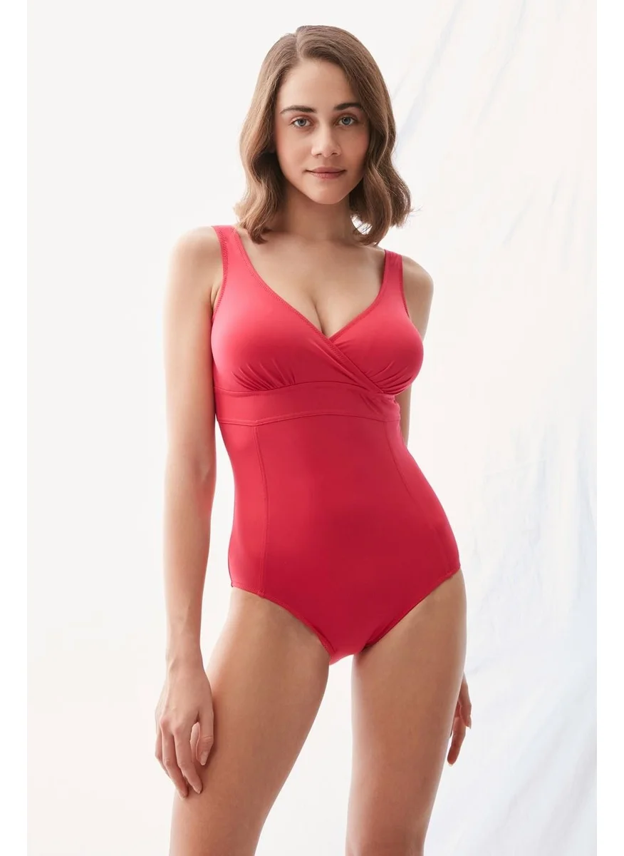 KOM Non-wired V-Neck Fuchsia Shapewear Swimsuit