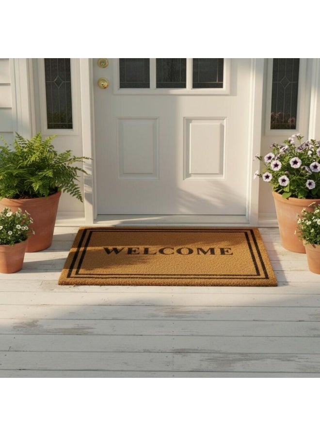 DANUBE HOME Beluxe Welcome Anti-Slip Washable Door Mat 50x75cm - Natural Coir Outdoor Entryway Mat, Non-Slip, Heavy Duty, Waterproof, Ideal For Home Safety & Style - Image 4