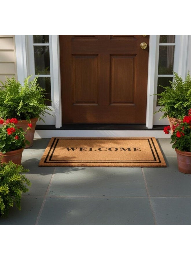 DANUBE HOME Beluxe Welcome Anti-Slip Washable Door Mat 50x75cm - Natural Coir Outdoor Entryway Mat, Non-Slip, Heavy Duty, Waterproof, Ideal For Home Safety & Style - Image 1