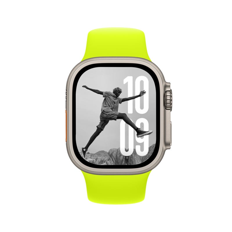 DONEGANI SB Sport Band for Apple Watch Bands Women Ultra 2 49mm, Series 10 46mm, 9 8 7 45mm 41mm, SE 6 5 4 44mm 40mm, 3 2 1 42mm 38mm Men iWatch, Strap Silicone Fluorescent Yellow - Image 2