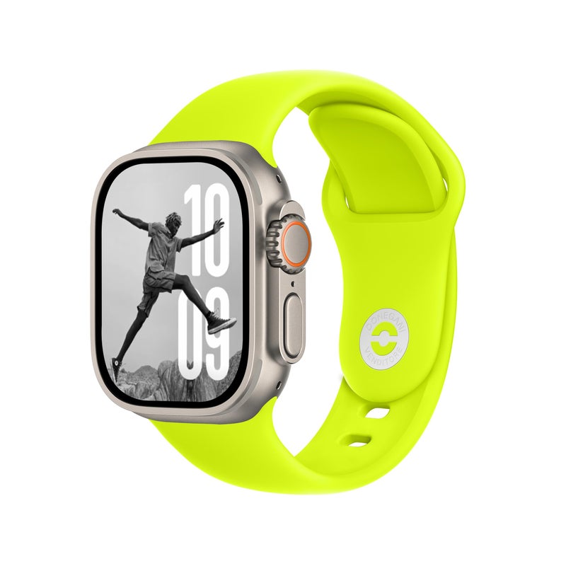 DONEGANI SB Sport Band for Apple Watch Bands Women Ultra 2 49mm, Series 10 46mm, 9 8 7 45mm 41mm, SE 6 5 4 44mm 40mm, 3 2 1 42mm 38mm Men iWatch, Strap Silicone Fluorescent Yellow - Image 1