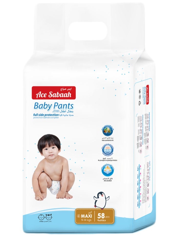 Ace Sabaah - Ace Sabaah Baby Diaper Pants, Size 4, Maxi 9-14kg, 58pcs - Image 1