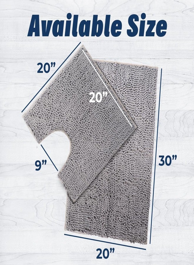 Muddy Mat Chenille Bathroom Rugs Set Quick Dry Microfiber Mats Non Slip Washable, Extra Thick, Soft and Highly Absorbent Bath Mats (20”x30”) with U Shaped Toilet Mat (20”x20”) - Grey - Image 5
