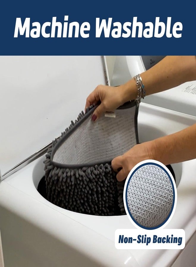Muddy Mat Chenille Bathroom Rugs Set Quick Dry Microfiber Mats Non Slip Washable, Extra Thick, Soft and Highly Absorbent Bath Mats (20”x30”) with U Shaped Toilet Mat (20”x20”) - Grey - Image 3