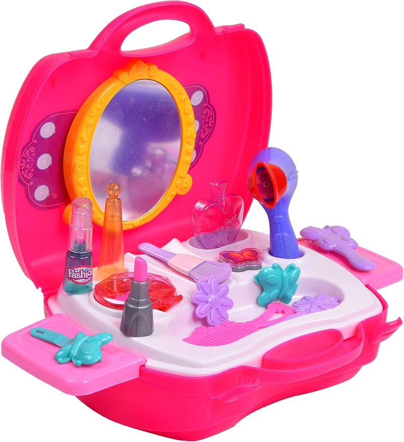 Girls Bring Along Beauty Suitcase Makeup Vanity Toy Set - 21 Pieces
