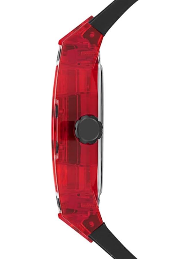 جس ساعة رجالية 41 مم بسوار أسود ومينا أسود وعلبة حمراء - Image 2