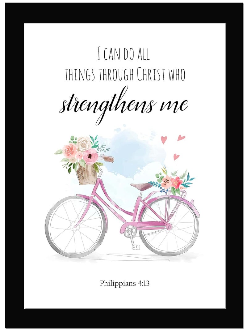 AR Creative I Can Do All Things Bible Verse Photo Framed Wall Poster Bible Quotes Print with Frame Home Bible Quotes Poster 136 inch x 102 inchmulticolor - Image 1