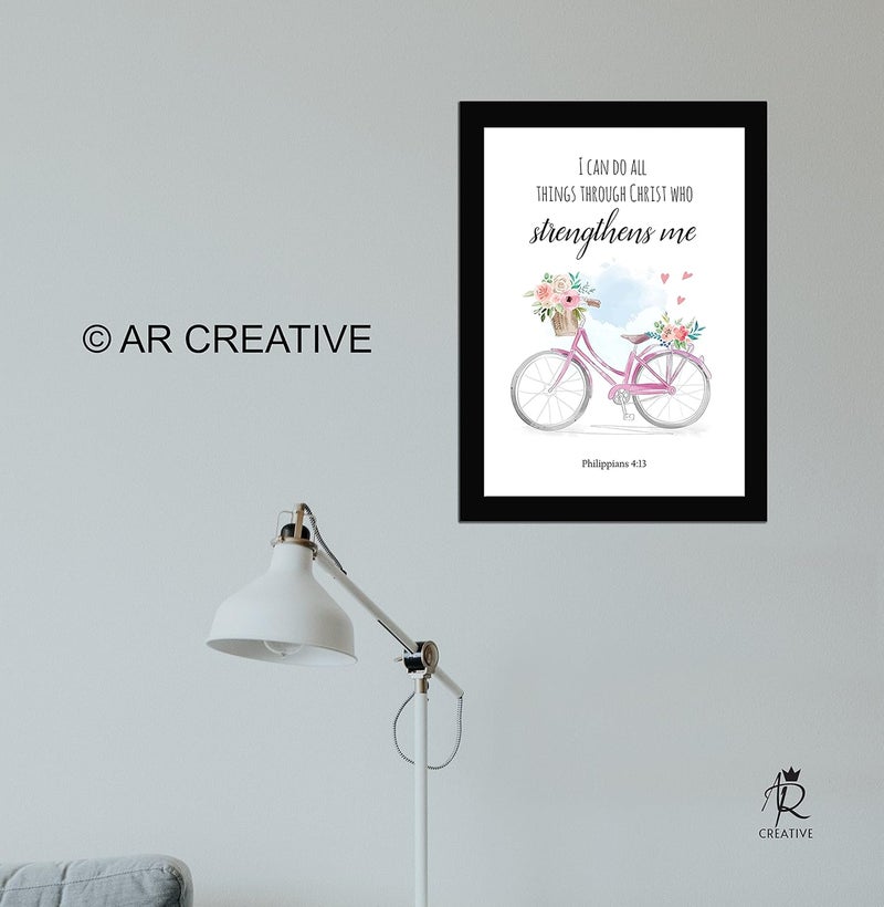 AR Creative I Can Do All Things Bible Verse Photo Framed Wall Poster Bible Quotes Print with Frame Home Bible Quotes Poster 136 inch x 102 inchmulticolor - Image 3
