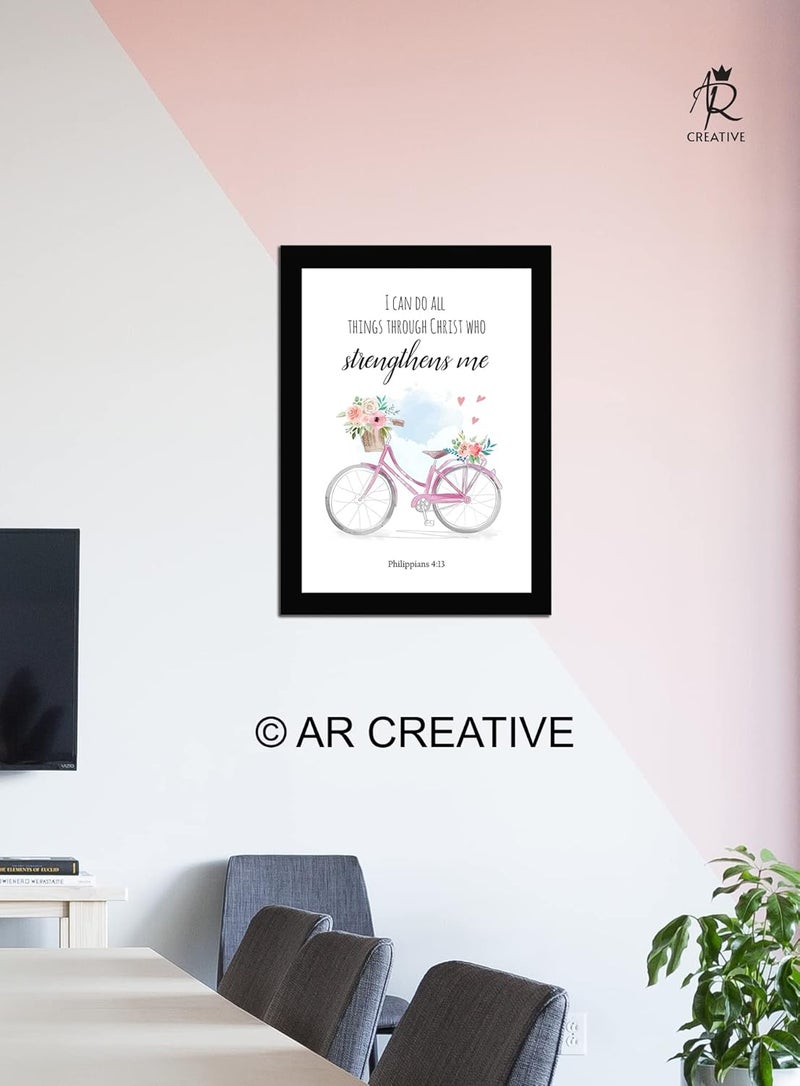 AR Creative I Can Do All Things Bible Verse Photo Framed Wall Poster Bible Quotes Print with Frame Home Bible Quotes Poster 136 inch x 102 inchmulticolor - Image 2
