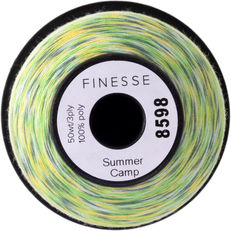 FINESSE Variegated Thread | 100% Polyester, 3ply, 50wt | 1100yds Stackable Thread Cones for Quilting and Sewing… (Summer Camp) - Image 2