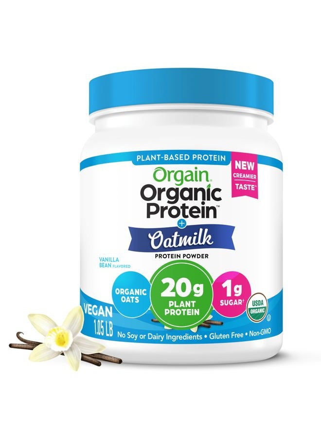 Orgain Organic Vegan Protein Powder + Oat Milk, Vanilla Bean - 20g Plant Based Protein, Gluten Free, No Dairy, Soy or Lactose Ingredients, Low Sugar, Non-GMO, Kosher, For Shakes & Smoothies - 1.05lb - Image 1