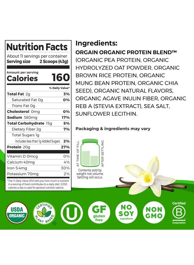 Orgain Organic Vegan Protein Powder + Oat Milk, Vanilla Bean - 20g Plant Based Protein, Gluten Free, No Dairy, Soy or Lactose Ingredients, Low Sugar, Non-GMO, Kosher, For Shakes & Smoothies - 1.05lb - Image 2