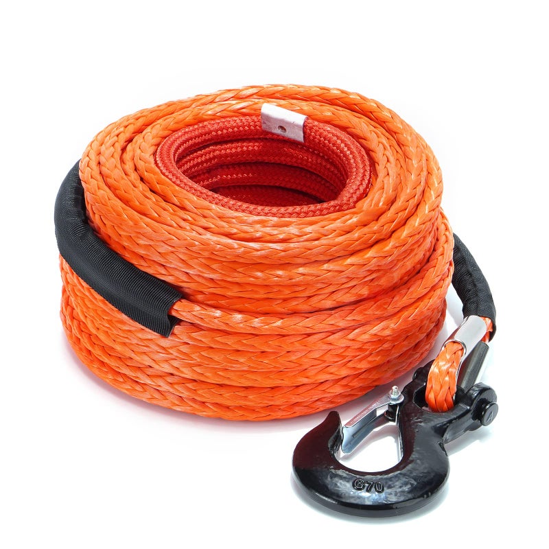 SPARKWHIZ Synthetic Winch Rope Cable Kit 12 x 100 ft 32000lbs Winch Line Cable with Protective Sleeve Winch Hook for 4WD Off Road Vehicle Truck SUV UTV ATV