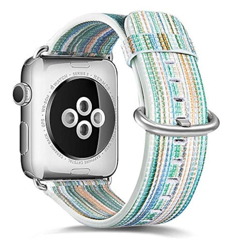 eWINNER Leather Pattern Strap Compatible with Apple Watch Series 1–3 (38mm) – Multicolor Replacement Band - Image 1