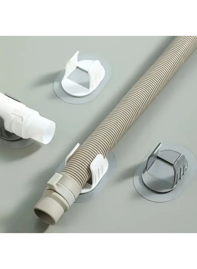 6 Pcs Heavy Duty Self Adhesive No Drill Plastic Pipe Clamps White Multi Purpose Hose Clips For Washing Machine Drain Bathroom Fixtures Gas Tubes Damage Free Installation Secure Hold Minimalist Design - Image 4