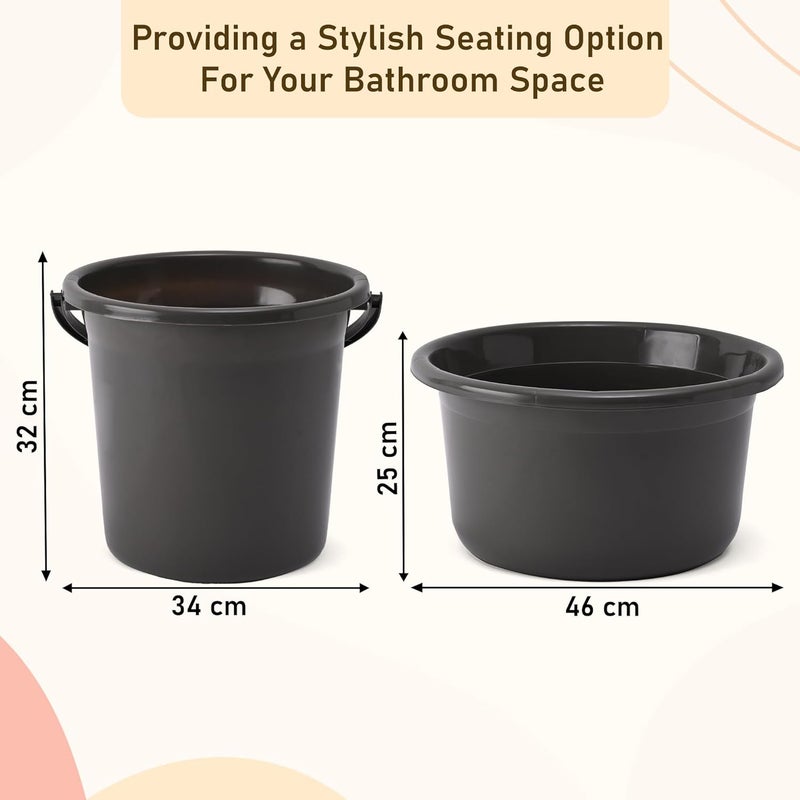 Urbane Home Urbane Home Set of 12 Bathroom Combo Set 6 Piece Tub 6 Piece Bucket Combo Set for Bathroom Bathing Set Bathware Set Modern Bathroom Accessories Set Gray  - Image 3