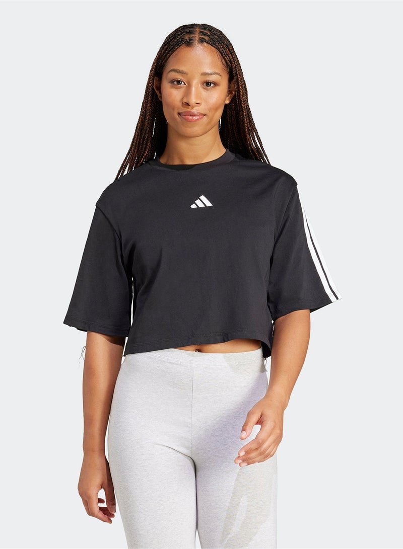 Adidas Essential 3 Stripe Loose T-Shirt - Image 1