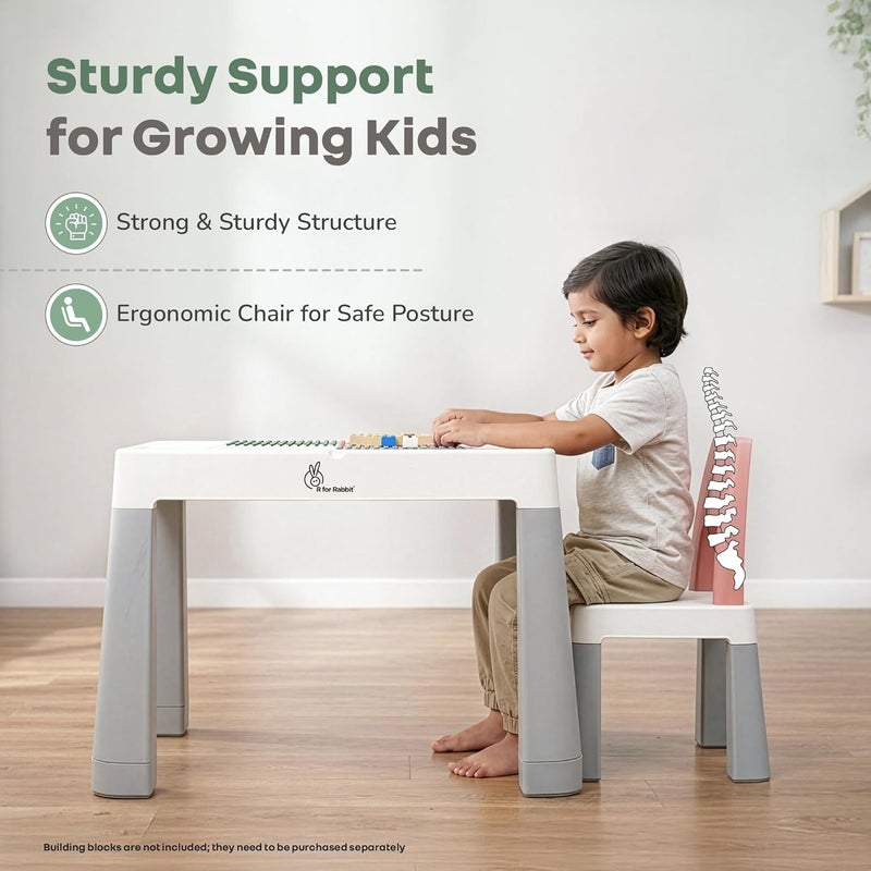 R for Rabbit Little Genius Learner Neo Kids Study Table & Chair Set with Storage, Height Adjustable - Image 5
