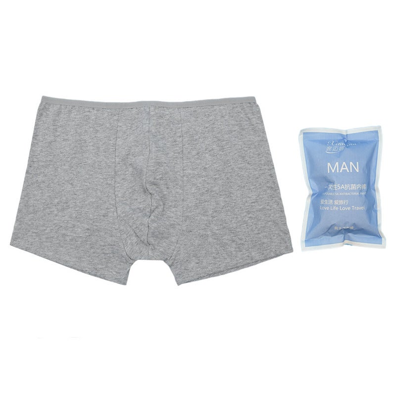 Generic Mens Disposable Cotton Underwear Travel Hotel White Antibacterial Men's cotton gray disposable boxer underwear 1 pack 