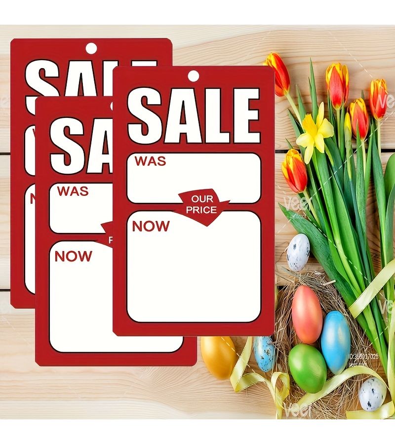 ARS 50pcs Red Border White Text Price Tag Cards For Retail Clothing Footwear Store - Image 5