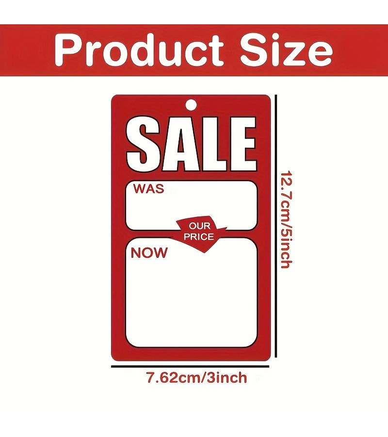 ARS 50pcs Red Border White Text Price Tag Cards For Retail Clothing Footwear Store - Image 2