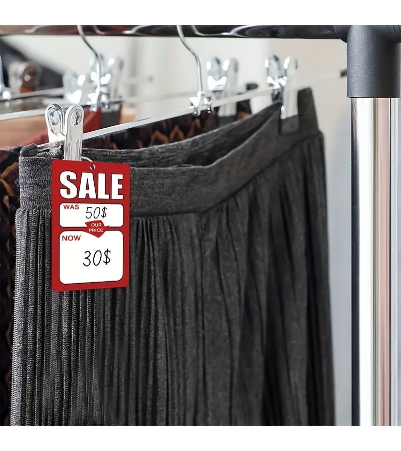ARS 50pcs Red Border White Text Price Tag Cards For Retail Clothing Footwear Store - Image 4