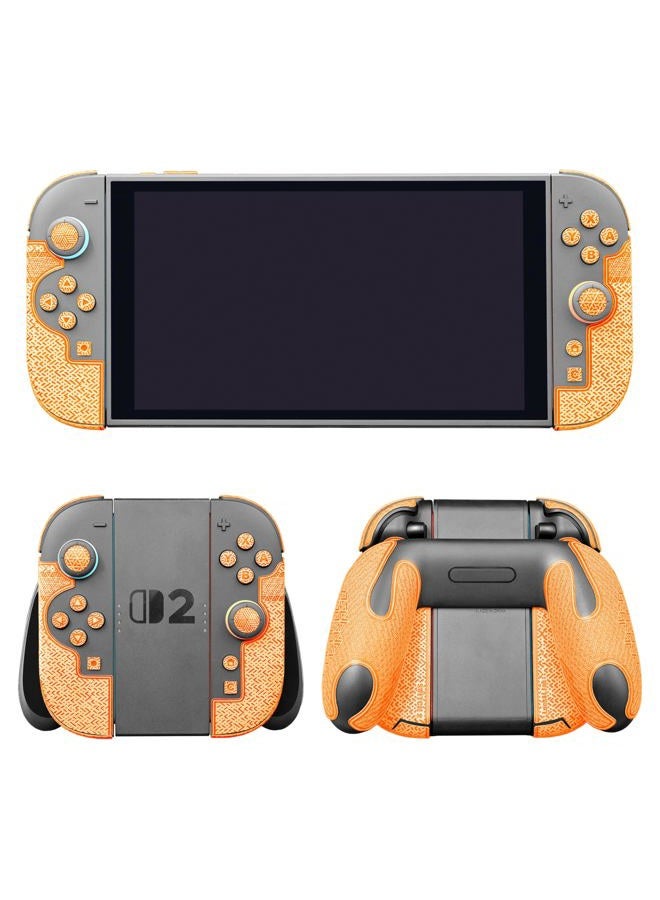 Luck&Link Controller Grip Kit for Nintendo Switch 2, Textured Skin, Anti-Skid, Sweat-Absorbent. Compatible with Joy-Con 2 controllers, featuring handle grips, buttons,triggers (Ultra - Bright Orange) - Image 1