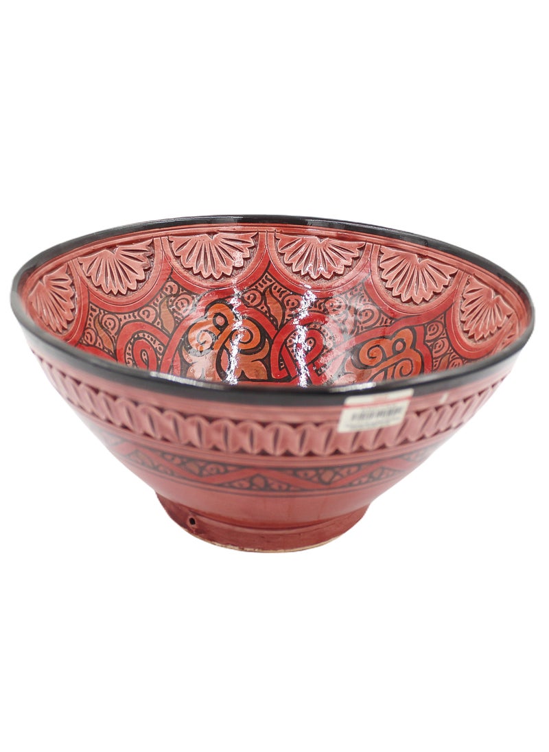 Antique Museum Moroccan Handmade Hand Painted Bowl Carving Work 30 X 15 cm  - Image 2