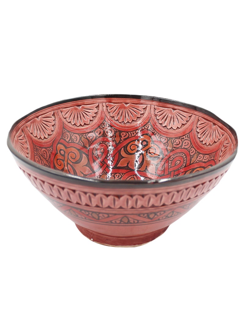 Antique Museum Moroccan Handmade Hand Painted Bowl Carving Work 30 X 15 cm  - Image 3