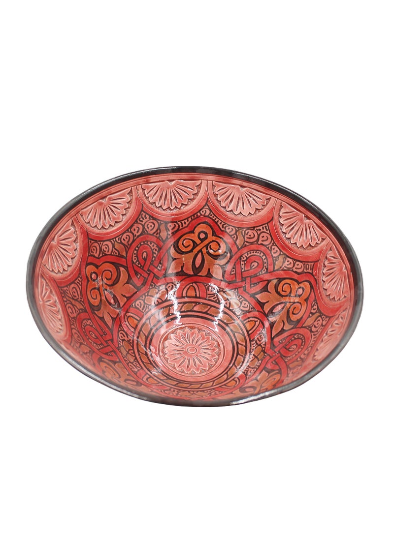 Antique Museum Moroccan Handmade Hand Painted Bowl Carving Work 30 X 15 cm  - Image 1