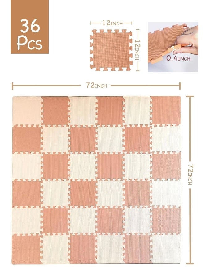 Reva Kids EVA Foam Puzzle Play Mat-36 Interlocking Tiles with Edges Waterproof & Cushioned Soft Baby Floor Mat  for Nursery Playroom Gym & Pets（Pink/Peach） - Image 5